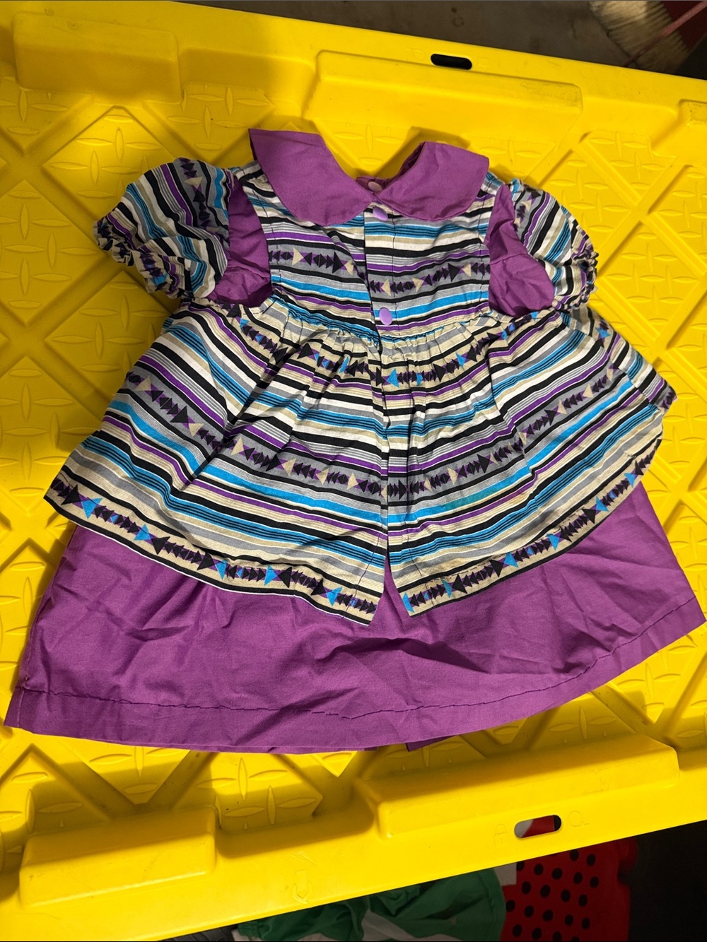 Purple Striped Girls' Dress with Peter Pan Collar
